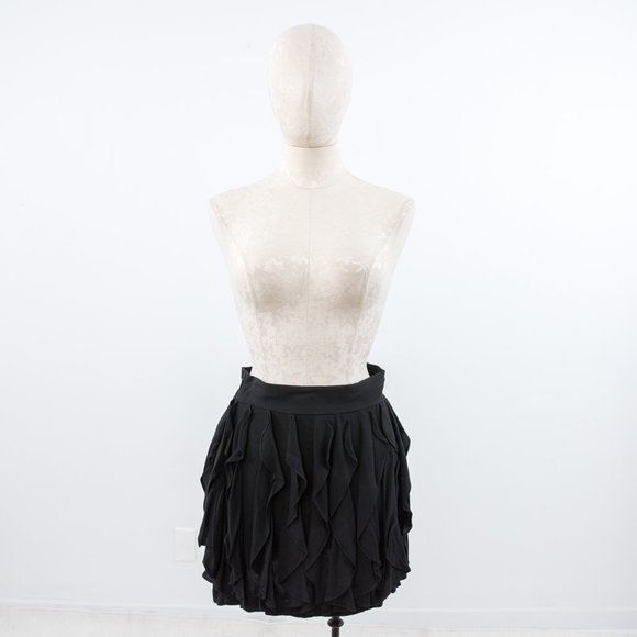 Anthropologie Y2K M Ruffle Mini Party Skirt Black - Picture 3 of 9